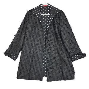 Saint Gil Paris Open Front Long Blazer Jacket Duster Designer Lagenlook Black
